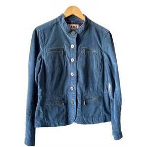 AMX Womens Jacket Size Medium Blue Corduroy Long Sleeve Button Up